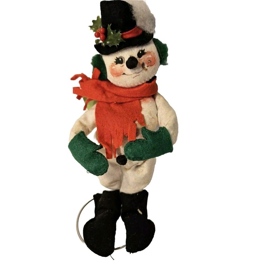 Vintage Annalee Snowman Bendable Doll With Stand Missing Pipe 1978-1982 USA‎